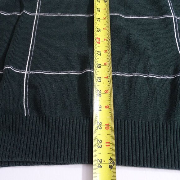 Tommy Hilfiger Mens Green Plaid Crewneck Sweater Size M Green Cotton Long Sleeve - Picture 8 of 9